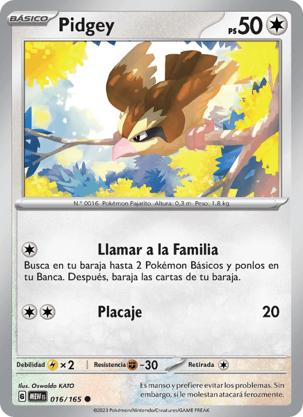 Pidgey, carta 016 de 151