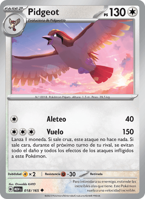 Pidgeot, carte 018 de 151