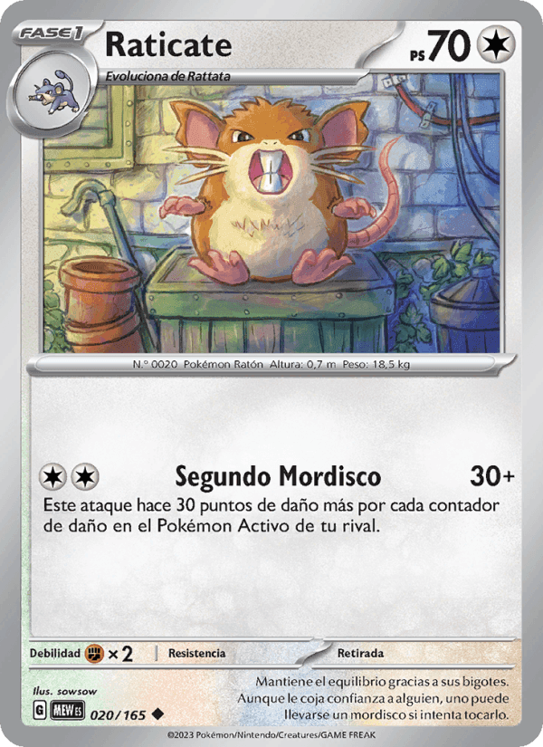 Raticate, carta 020 de 151