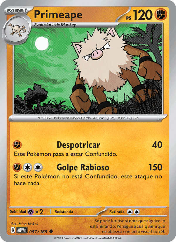 Primeape, card 057 from 151