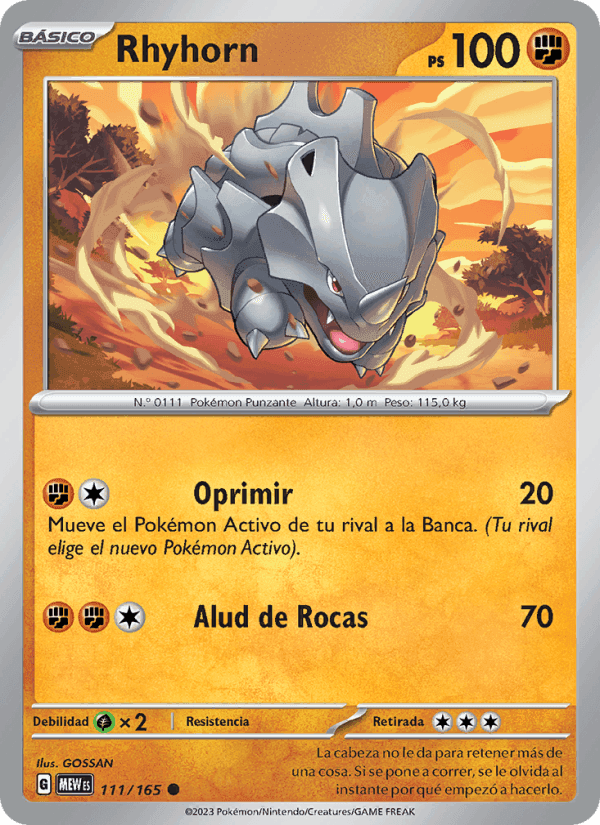 Rhyhorn, card 111 from 151