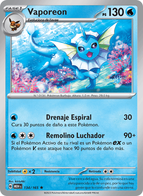 Vaporeon, card 134 from 151