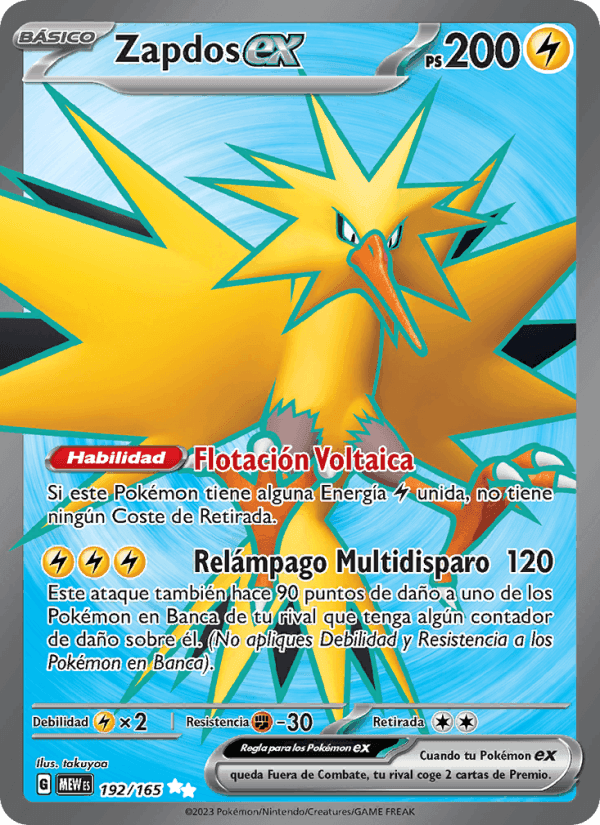 Zapdos ex, carta 192 di 151