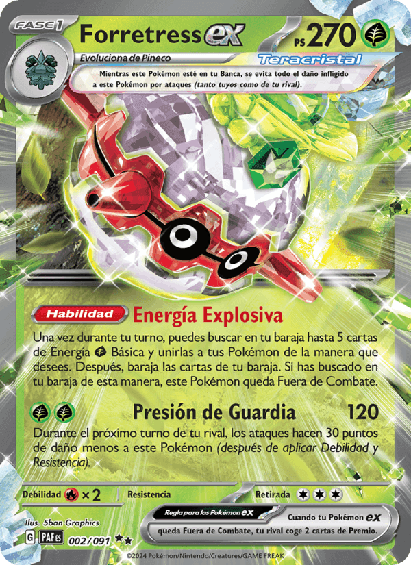 Forretress ex, carte 002 de Destinos de Paldea