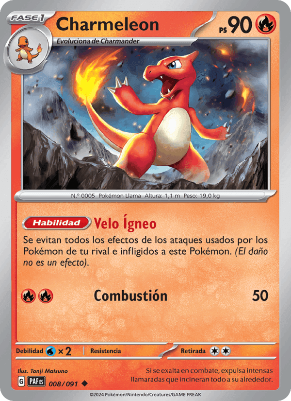 Charmeleon, carta 008 di Destinos de Paldea