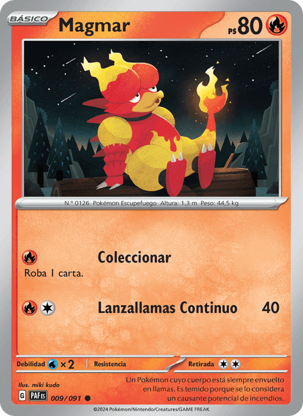Magmar, card 009 from Destinos de Paldea