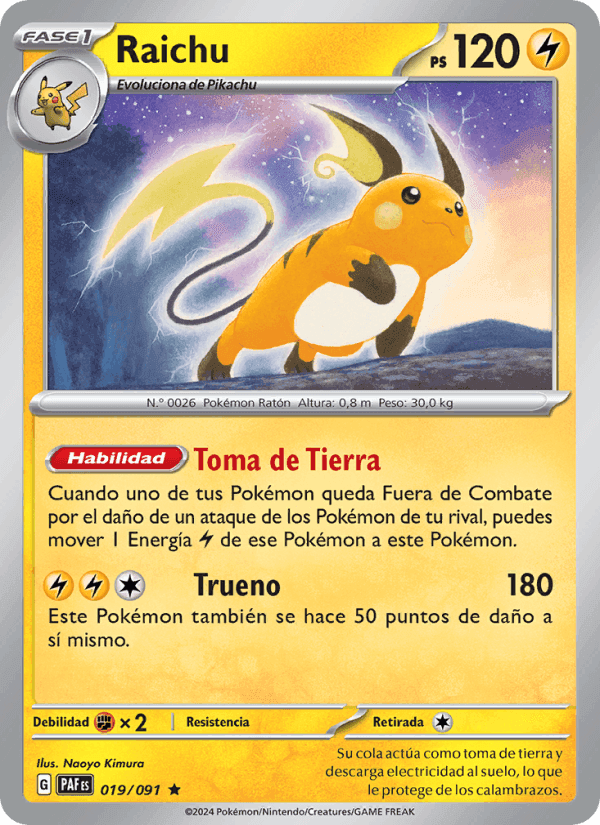 Raichu, carte 019 de Destinos de Paldea