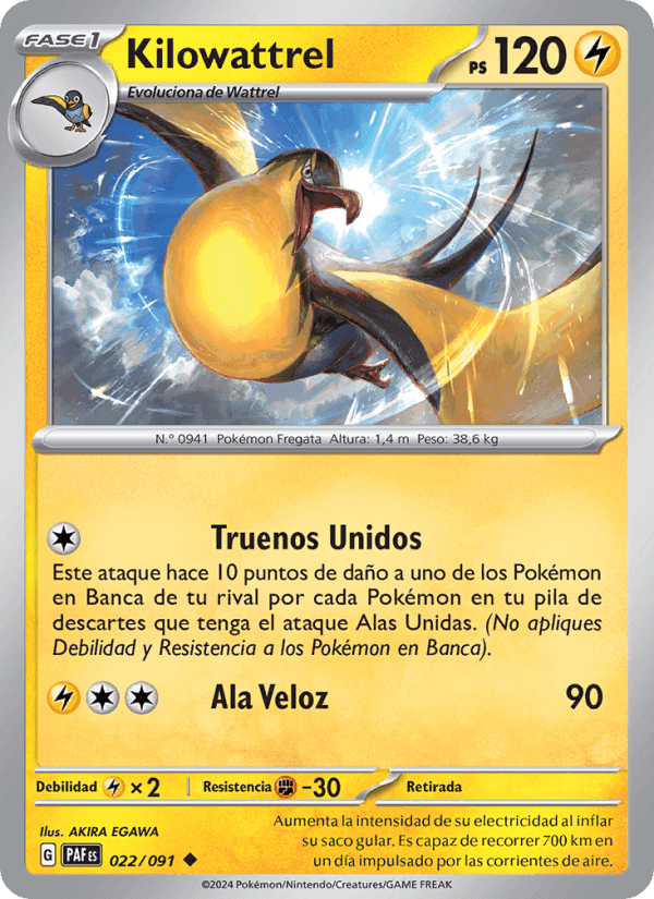 Kilowattrel, carte 022 de Destinos de Paldea