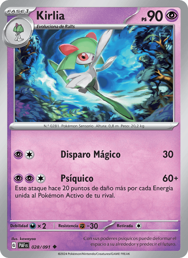 Kirlia, carta 028 de Destinos de Paldea