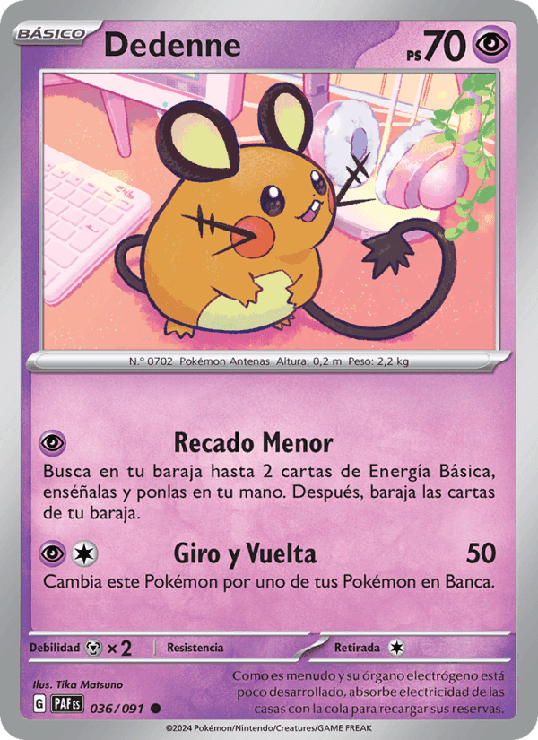 Dedenne, carta 036 de Destinos de Paldea