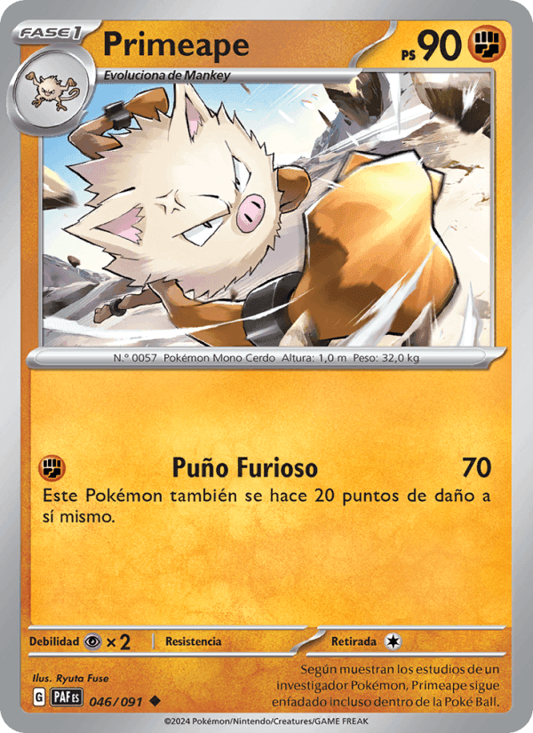 Primeape, carta 046 de Destinos de Paldea