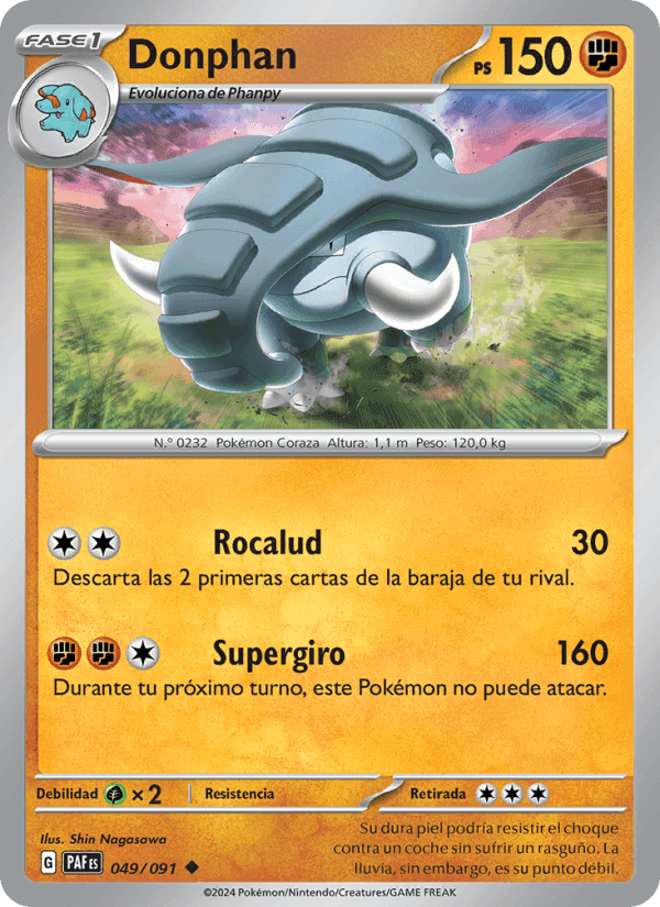 Donphan, card 049 from Destinos de Paldea