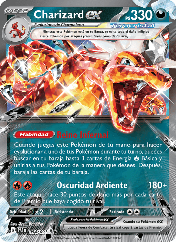 Charizard ex, carte 054 de Destinos de Paldea