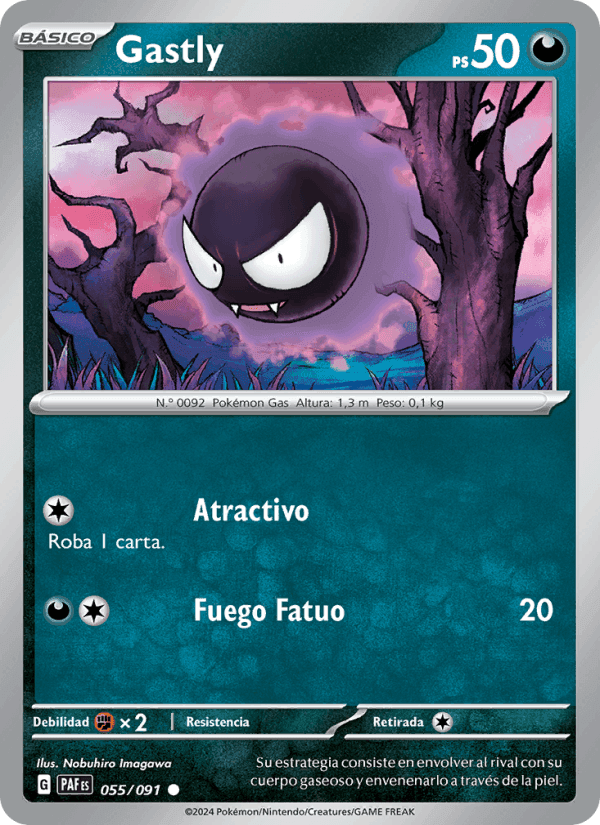 Gastly, carta 055 de Destinos de Paldea
