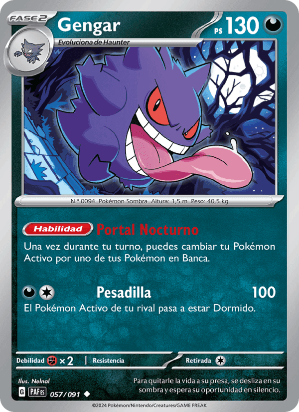 Gengar, carta 057 de Destinos de Paldea