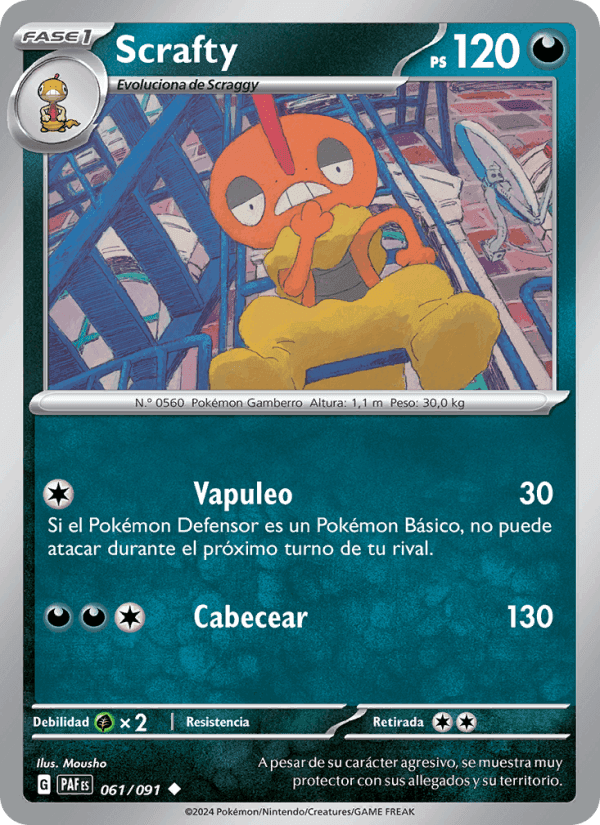 Scrafty, carte 061 de Destinos de Paldea