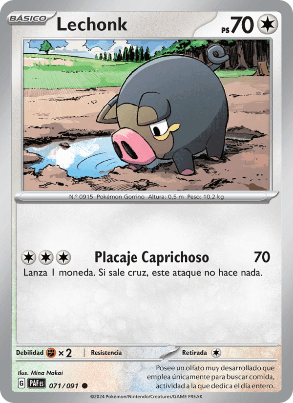Lechonk, card 071 from Destinos de Paldea