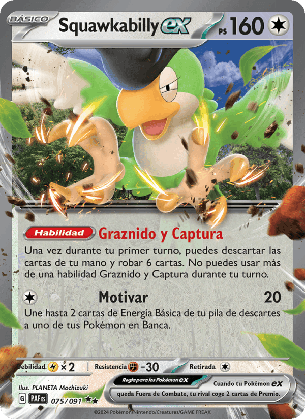 Squawkabilly ex, card 075 from Destinos de Paldea
