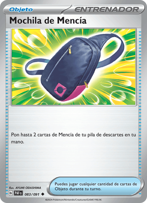 Mochila de Mencía, carta 083 de Destinos de Paldea
