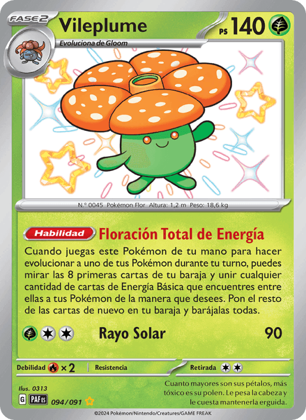 Vileplume, carta 094 de Destinos de Paldea