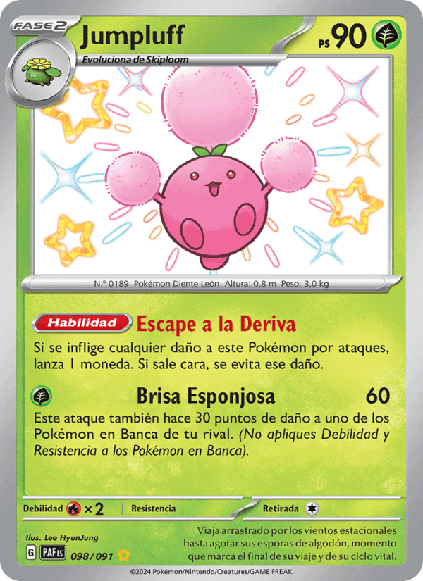 Jumpluff, card 098 from Destinos de Paldea