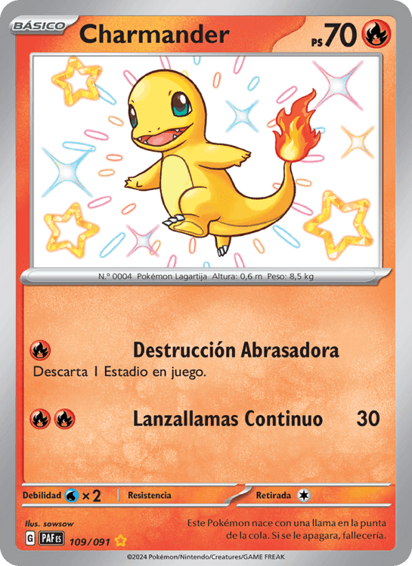 Charmander, carte 109 de Destinos de Paldea