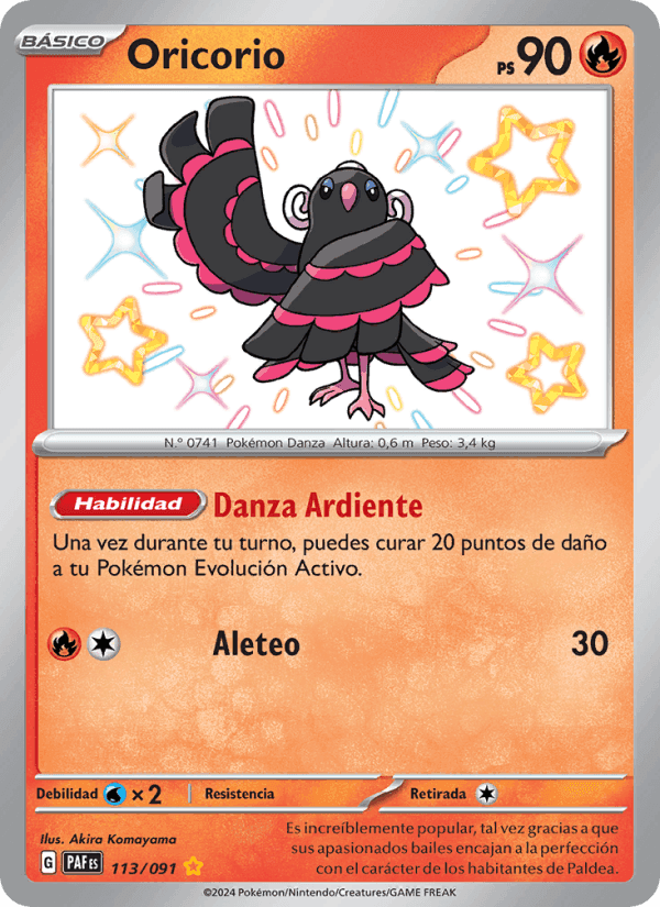 Oricorio, carta 113 de Destinos de Paldea