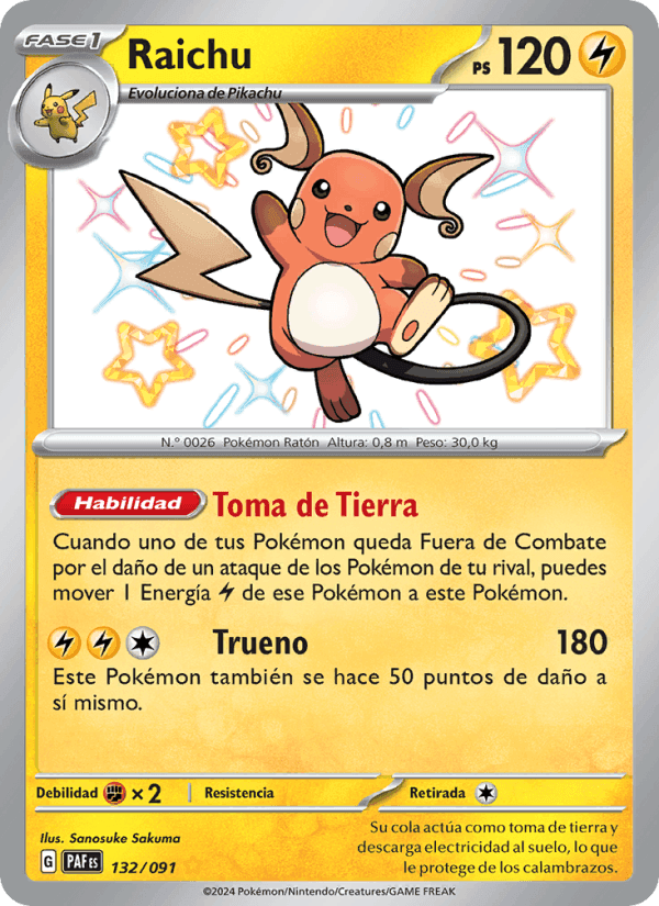 Raichu, card 132 from Destinos de Paldea