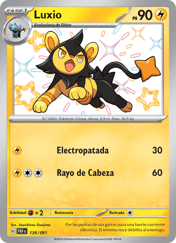Luxio, carta 136 de Destinos de Paldea