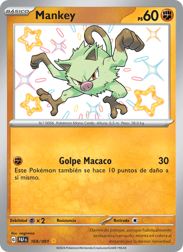 Mankey, card 169 from Destinos de Paldea