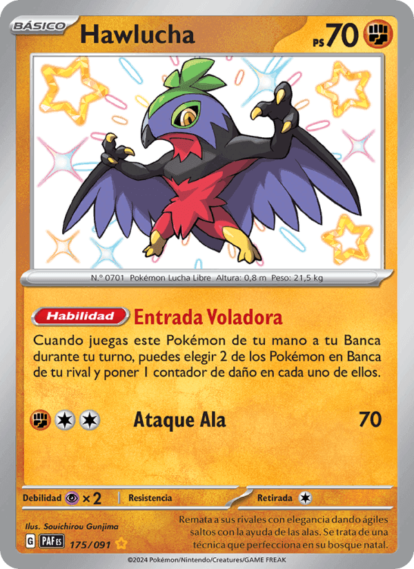 Hawlucha, carta 175 de Destinos de Paldea