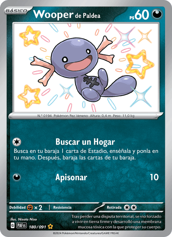 Wooper de Paldea, carte 180 de Destinos de Paldea
