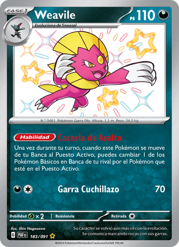 Weavile, card 183 from Destinos de Paldea
