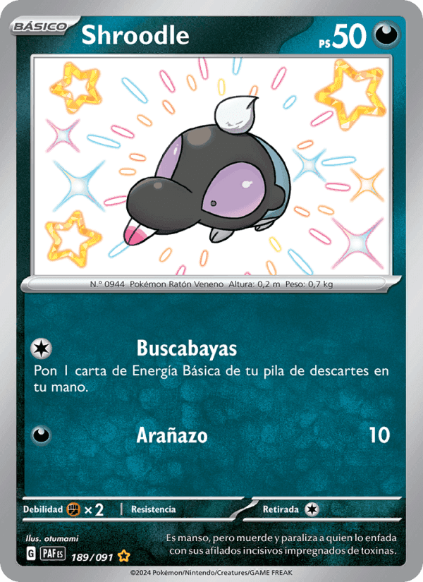 Shroodle, card 189 from Destinos de Paldea