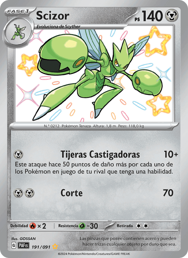 Scizor, carta 191 di Destinos de Paldea