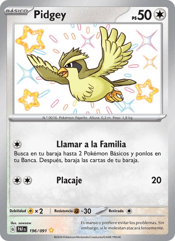 Pidgey, carte 196 de Destinos de Paldea
