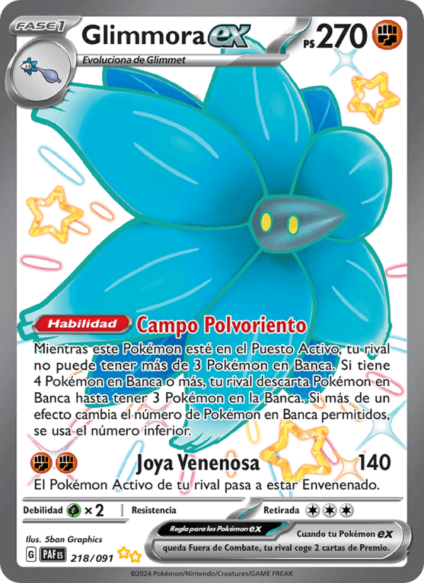 Glimmora ex, carta 218 de Destinos de Paldea