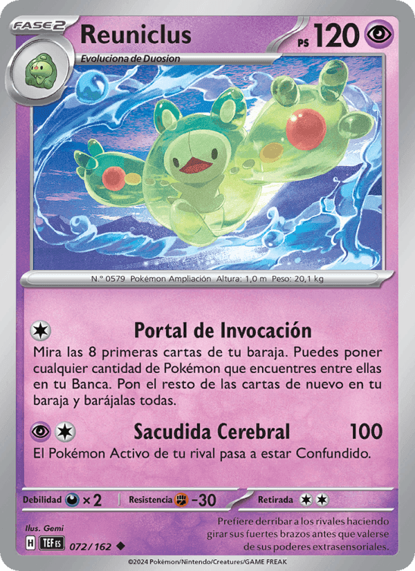 Reuniclus, carta 072 di Fuerzas Temporales