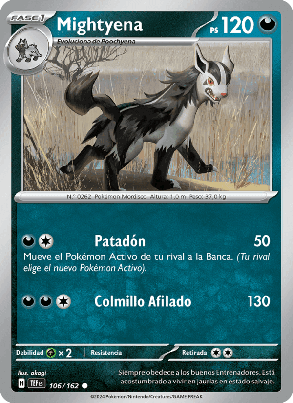 Mightyena, card 106 from Fuerzas Temporales