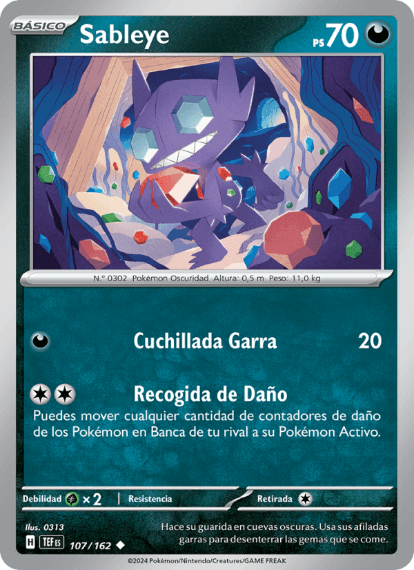 Sableye, card 107 from Fuerzas Temporales