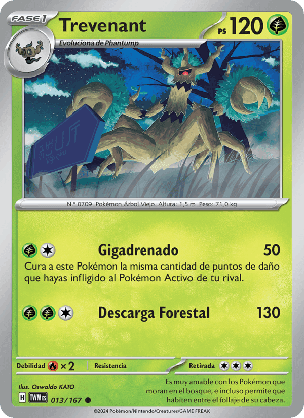 Trevenant, carta 013 de Mascarada Crepuscular