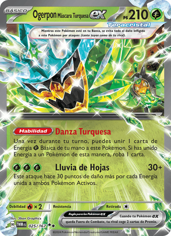 Ogerpon Máscara Turquesa ex, card 025 from Mascarada Crepuscular
