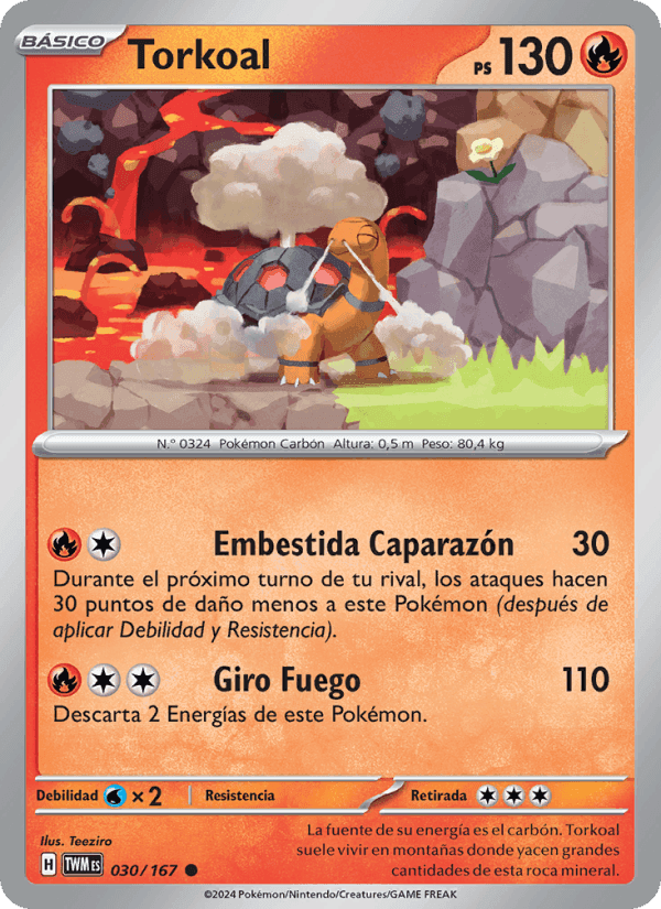 Torkoal, carta 030 de Mascarada Crepuscular