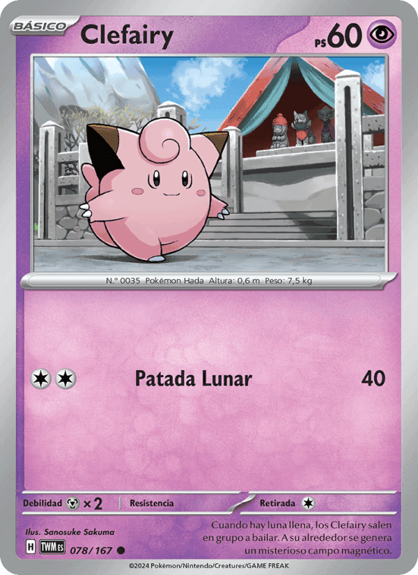 Clefairy, card 078 from Mascarada Crepuscular