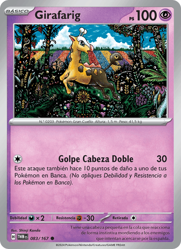 Girafarig, carta 083 de Mascarada Crepuscular