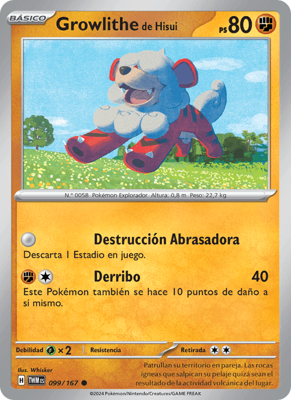 Growlithe de Hisui, card 099 from Mascarada Crepuscular