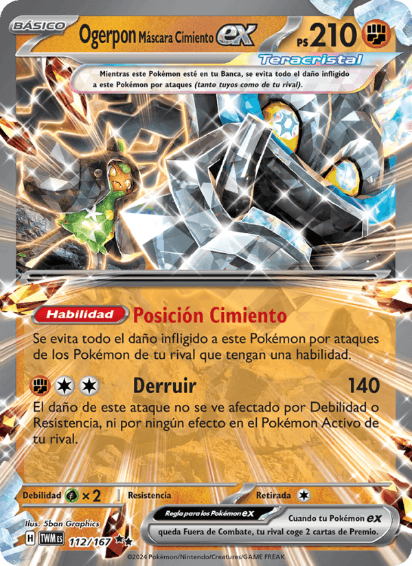 Ogerpon Máscara Cimiento ex, card 112 from Mascarada Crepuscular
