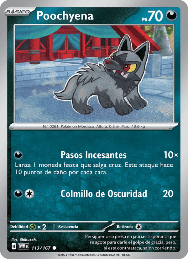 Poochyena, card 113 from Mascarada Crepuscular