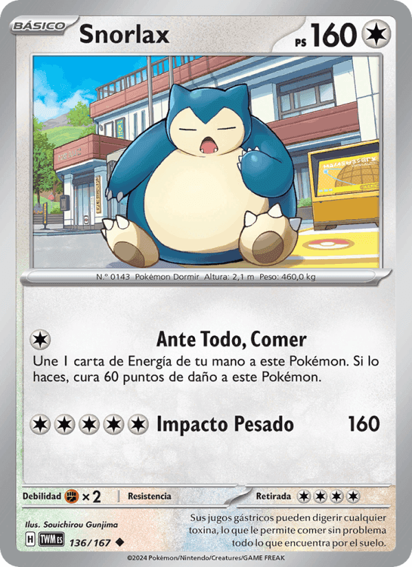 Snorlax, carta 136 de Mascarada Crepuscular