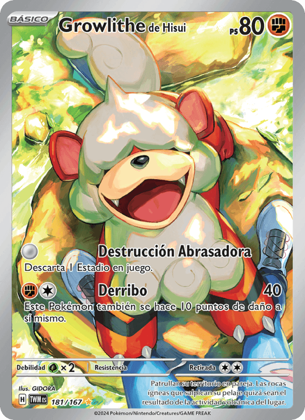 Growlithe de Hisui, carta 181 de Mascarada Crepuscular